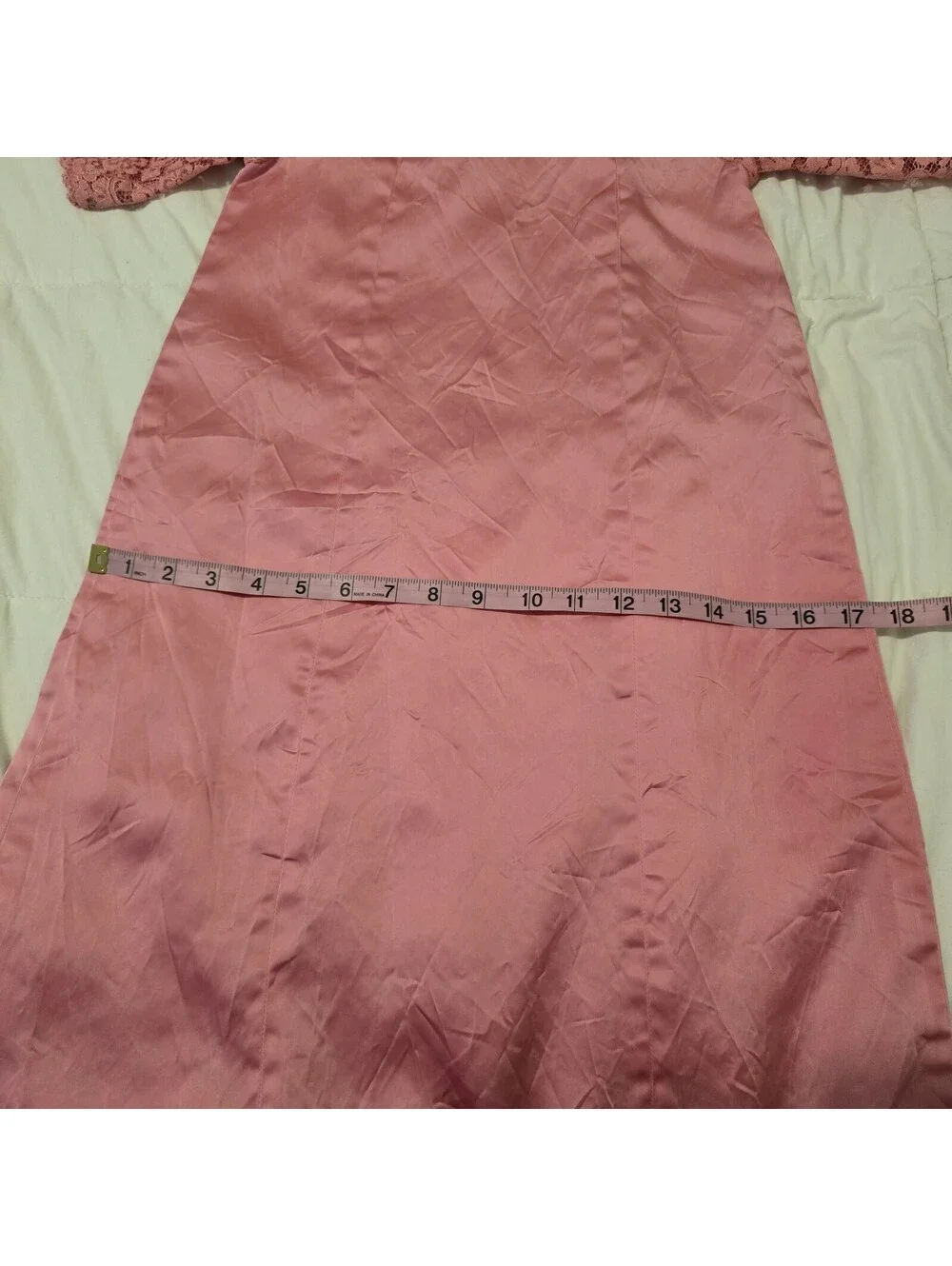 VTG Pink Satin Lace Dress 60s Mod Style Youth Approx 10-12 Retro Heirloom
